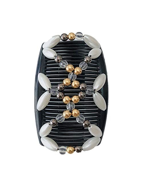 Lovef Jewelry Lovef 3Pcs Comb Hair Clips for Women and Girls Stylish and Fashionable Accessories for Easy Hair Dos Tribal (White Black and Gold)