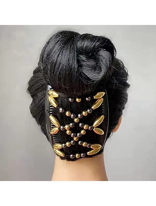 Lovef Jewelry Lovef 3Pcs Comb Hair Clips for Women and Girls Stylish and Fashionable Accessories for Easy Hair Dos Tribal (White Black and Gold)