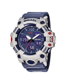 SMAEL Men's Watches Military Outdoor Waterproof Sports Wrist Watch Date Multi Function LED Alarm Stopwatch, Digital Watches for Mens