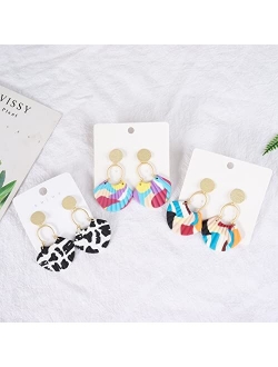 YANCHUN Polymer Clay Earrings for Women Cheetah Geometric Earrings Drop Dangle Earrings for Girls Birhtday Party gifts