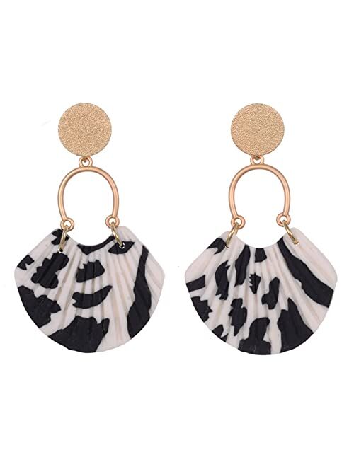 YANCHUN Polymer Clay Earrings for Women Cheetah Geometric Earrings Drop Dangle Earrings for Girls Birhtday Party gifts