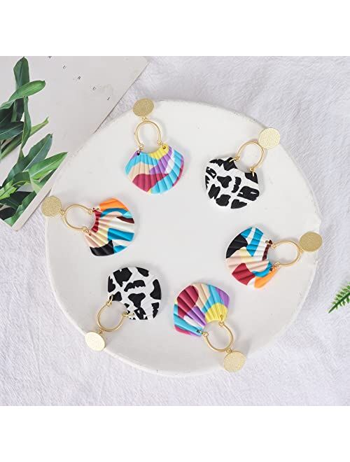 YANCHUN Polymer Clay Earrings for Women Cheetah Geometric Earrings Drop Dangle Earrings for Girls Birhtday Party gifts