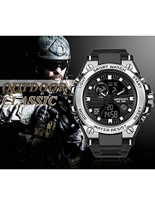 Aimes Military Watches for Men Outdoor Sports Digital Watch Tactical Army Wristwatch LED Stopwatch Waterproof Military Watches for Men