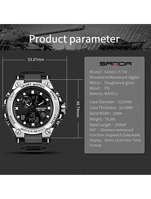 Aimes Military Watches for Men Outdoor Sports Digital Watch Tactical Army Wristwatch LED Stopwatch Waterproof Military Watches for Men