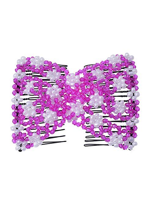 Lovef Jewelry Lovef Elastic Double Combs with Plastic Rose Flowers Hair Clips, Hair Holder/Easy Comb-8 Pcs