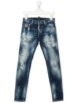 Kids distressed stonewashed denim jeans