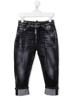 Kids mid-rise distressed-effect jeans