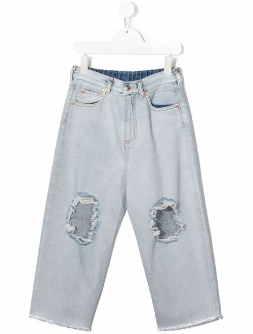 MM6 Maison Margiela Kids ripped-detail jeans