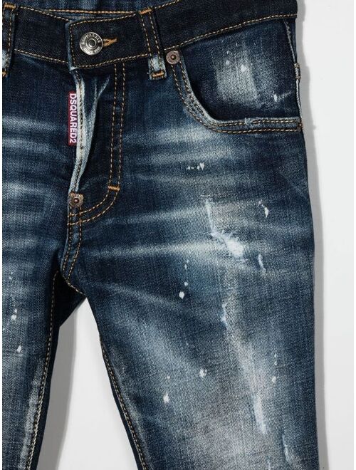 Dsquared2 Kids splatter-detail ripped skinny jeans