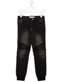 Philipp Plein Junior straight-leg quilted detail jeans