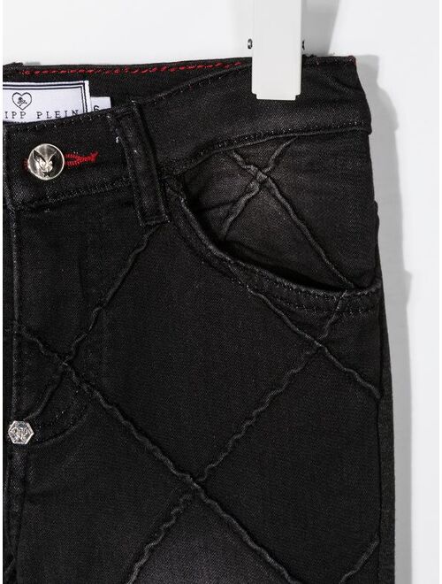 Philipp Plein Junior straight-leg quilted detail jeans