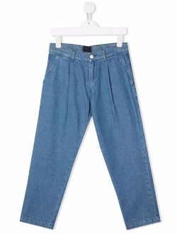Fay Kids tapered-leg cotton jeans