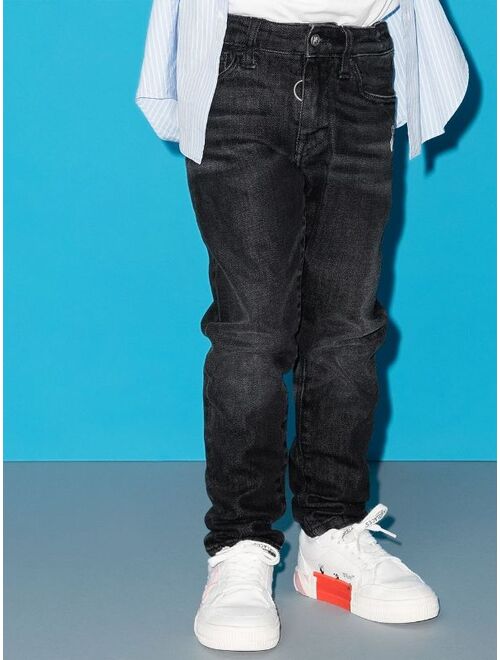 Off-White Kids Slim-Diag logo-print jeans