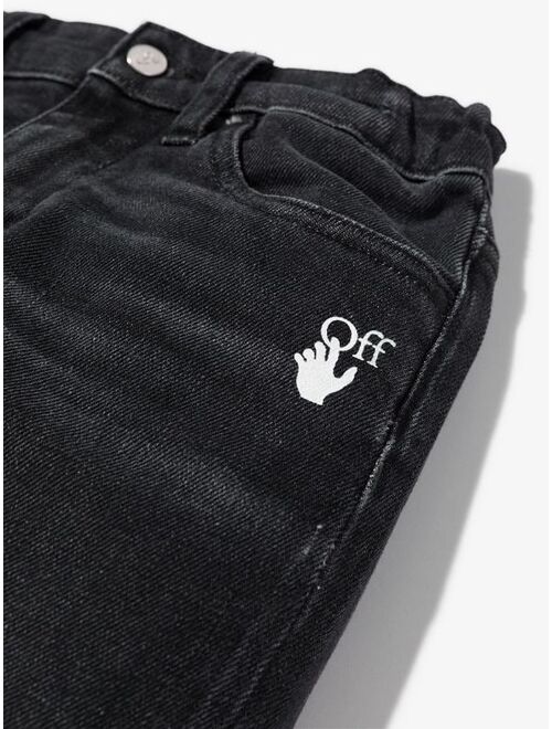Off-White Kids Slim-Diag logo-print jeans