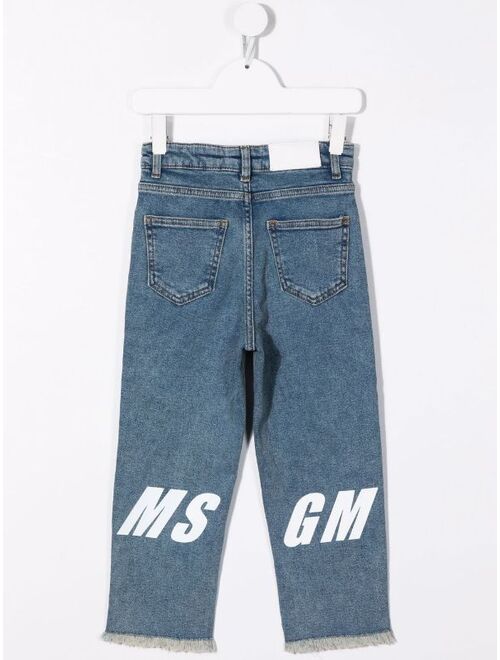 MSGM Kids logo-print straight-leg jeans