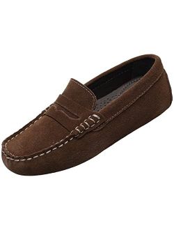 rismart Kids Penny Loafers for Boys Girls Slip on School Casual Flat Boat Shoes