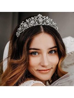 AW BRIDAL Tiaras and Crowns for Women, Queen Crown - Crystal Wedding Tiara Princess Headband for Pageant Prom Birthday Hair Accessories, Silver