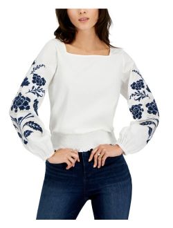 Women's Embroidered-Sleeve Top, Created for Macy's