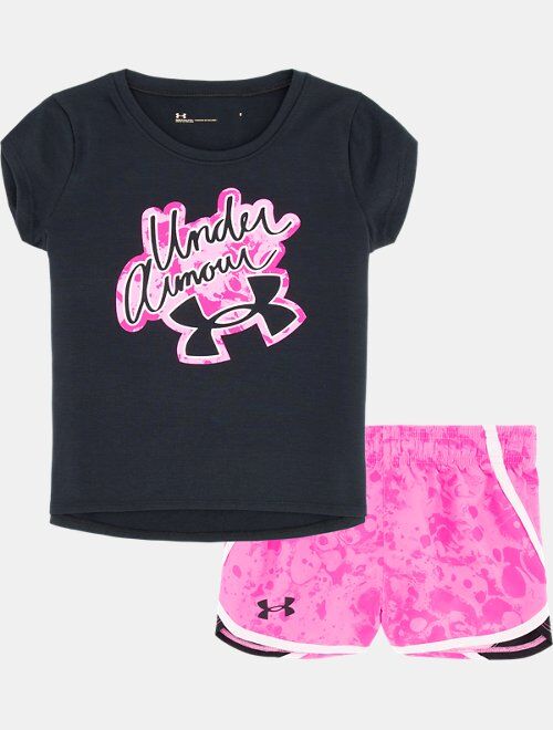 Under Armour Girls' Infant UA Jupiter Wordmark Short Sleeve & Shorts Set