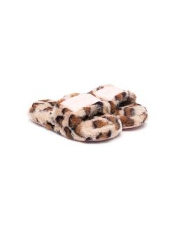 The Marc Jacobs Kids leopard-print faux-fur slippers