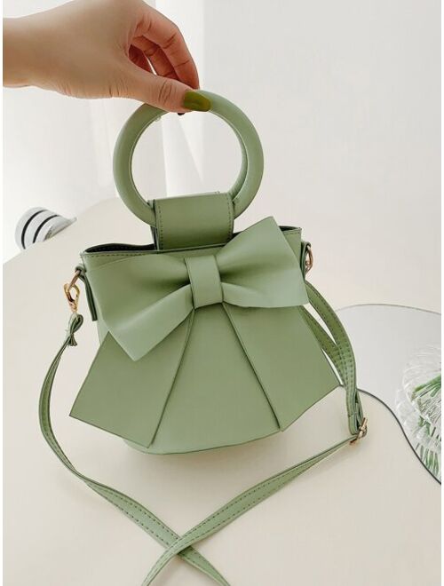 Shein Mini Bow Decor Top Ring Bucket Bag
