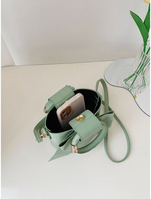 Shein Mini Bow Decor Top Ring Bucket Bag