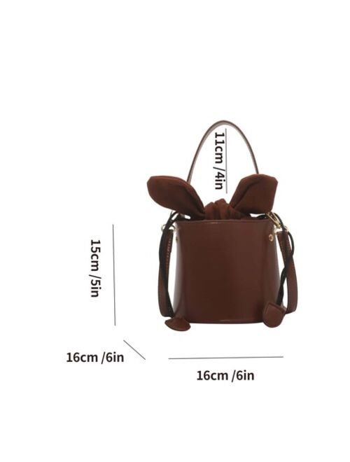 Shein Mini Bow Decor Drawstring Design Bucket Bag