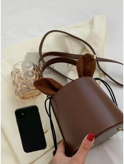 Shein Mini Bow Decor Drawstring Design Bucket Bag