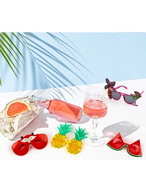 FINGOOO Funny Sunglasses, 6 Pairs Party Sunglasses Hawaiian Tropical Beach Luau Party Glasses for Adults Kids