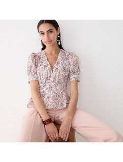 Puff-sleeve V-neck top in Ratti paisley garden