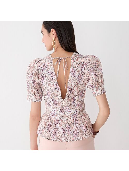 J.Crew Puff-sleeve V-neck top in Ratti paisley garden