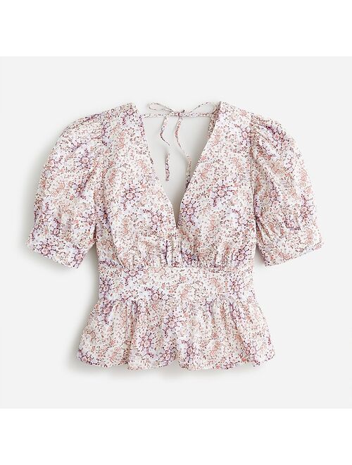 J.Crew Puff-sleeve V-neck top in Ratti paisley garden