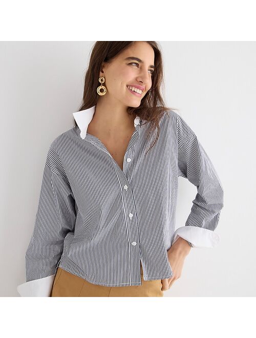 J.Crew Relaxed-fit cropped cotton poplin shirt in stripe