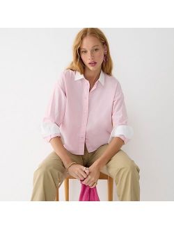 Relaxed-fit cropped end-on-end cotton shirt