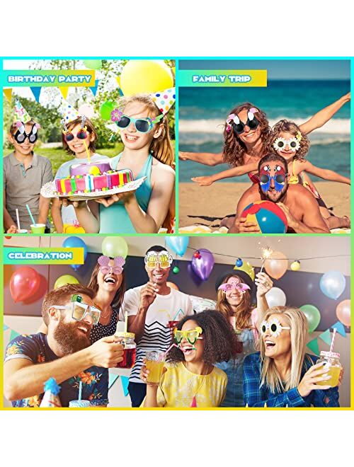 Weewooday 20 Pairs Novelty Luau Party Sunglasses Fun Hawaiian Sunglasses Beach Party Decorations Crazy Sunglasses Tropical Fancy Dress Props Summer Kids Party Favors for 