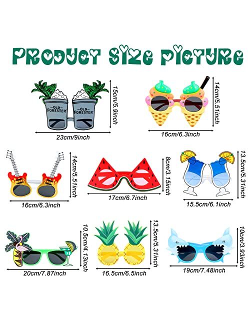 Gyepin 8 Pairs Luau Party Sunglasses Hawaiian Funny Eye Glasses Summer Theme Party Accessories Kids Women Men Beach Party Favors Photo Props Decoration Supplies
