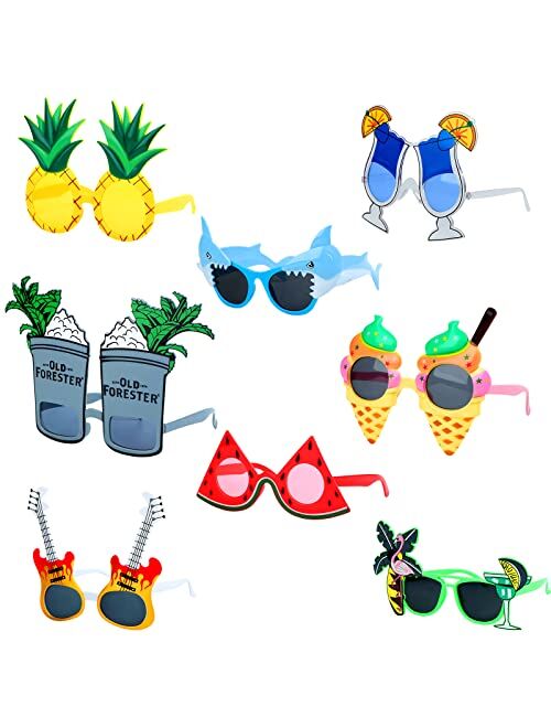 Gyepin 8 Pairs Luau Party Sunglasses Hawaiian Funny Eye Glasses Summer Theme Party Accessories Kids Women Men Beach Party Favors Photo Props Decoration Supplies