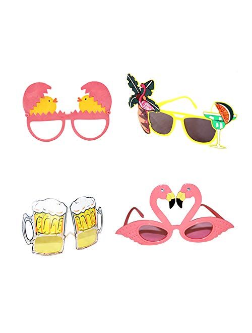 Td.Ives Funny Sunglasses,Novelty Party Sunglasses, Creative Funny Sunglasses, Funny Hawaiian Tropical Sunglasses,Luau Fancy Dress Party Supply, Hawaii Themed Sunglasses,B