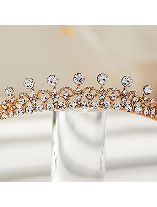 AW BRIDAL Crystal Tiara Crowns for Women - Sparkling Princess Tiara for Bride, Fashion Bridal Headband Hair Accessories for Wedding Birthday Prom Silver