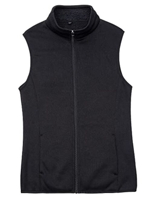 Bonnorth Women's Zip Up Sweater Fleece Vest, Sherpa Lined Windproof Warm Vest with Pocket