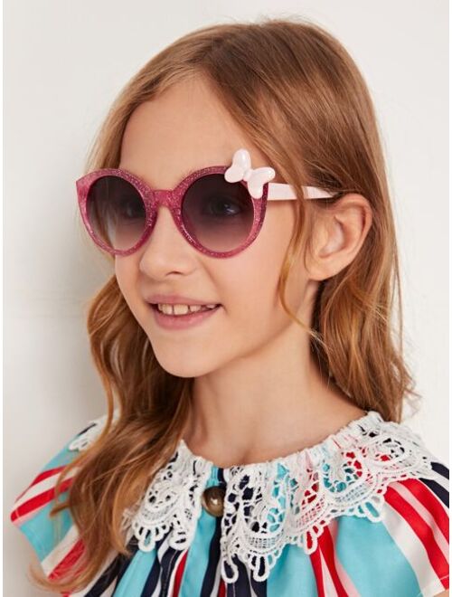 Shein Toddler Girls Glitter Bow Knot Decor Frame Fashion Glasses