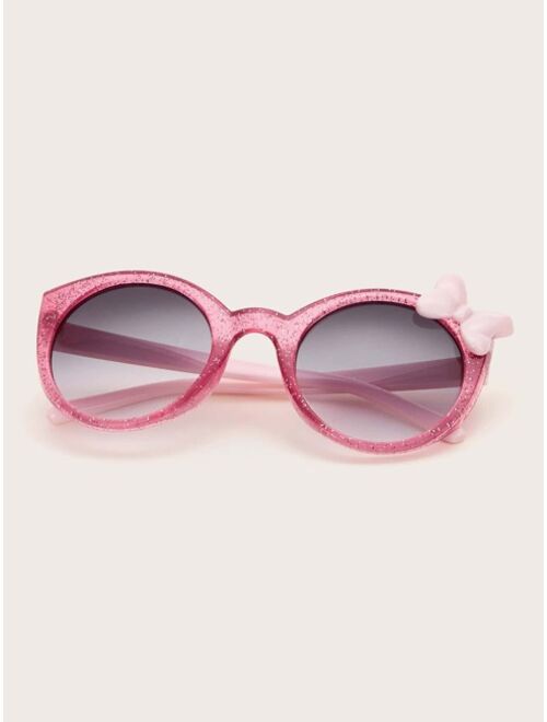 Shein Toddler Girls Glitter Bow Knot Decor Frame Fashion Glasses