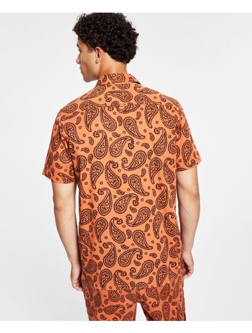 Sun + Stone Men's Paisley-Print Short Sleeve Shirt, Created for Macy's