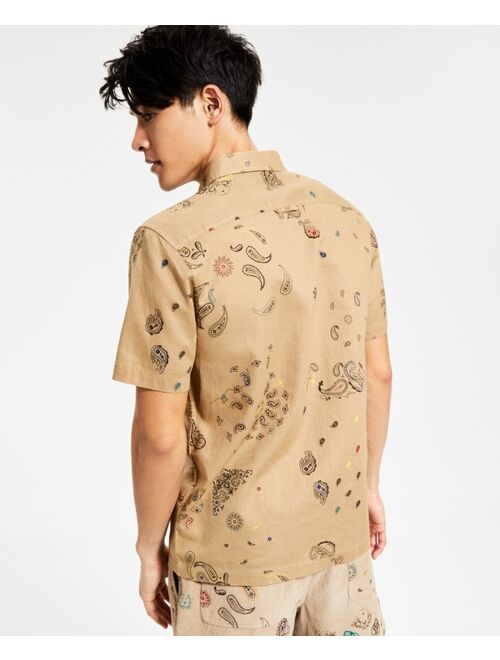 Sun + Stone Men's Abstract Bandana Paisley Print Short-Sleeve Button-Up Shirt, Created for Macy's