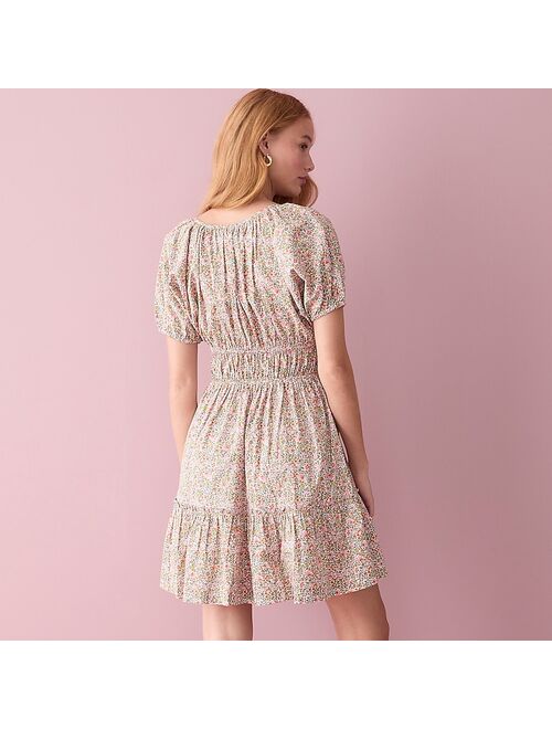 J.Crew Cinched-waist puff-sleeve dress in scattered blooms
