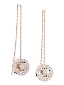 Gold-Tone Pave Circle & Chain Threader Earrings