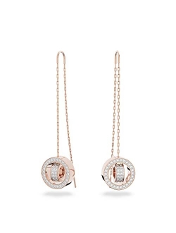 Gold-Tone Pave Circle & Chain Threader Earrings