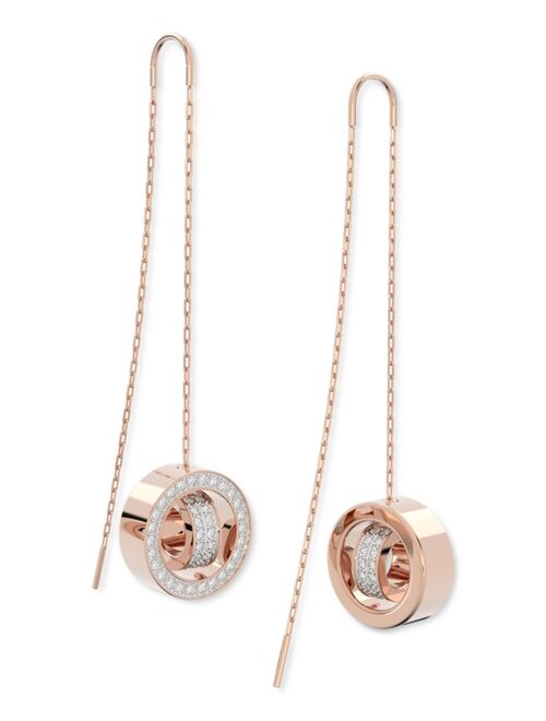 Swarovski Gold-Tone Pave Circle & Chain Threader Earrings