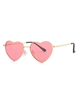 Gleyemor Polarized Heart Shaped Sunglasses for Women Metal Frame Cute Lovely Glasses 100% UV Protection