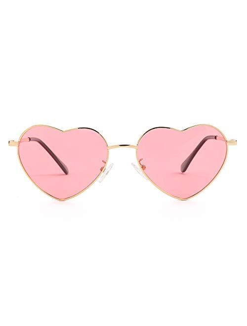 Gleyemor Polarized Heart Shaped Sunglasses for Women Metal Frame Cute Lovely Glasses 100% UV Protection